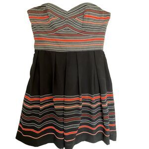 Anthropologie HUTCH Dress 2 Sweetheart Corset Strapless Pockets Navy Mini